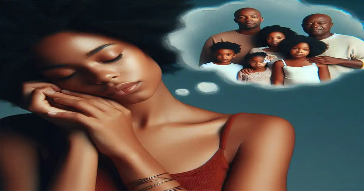 an image of an african girl dreaming about her family members he dont talk to.