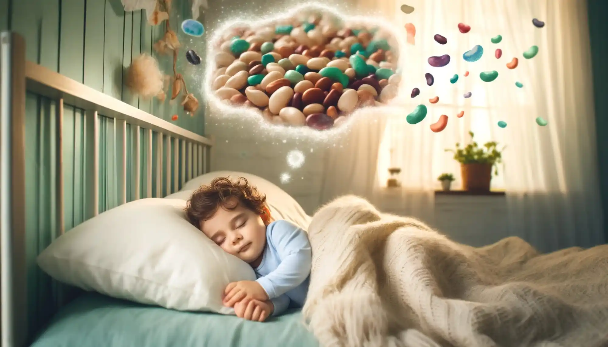 a boy dreaming about beans while he was sleeping in his dream