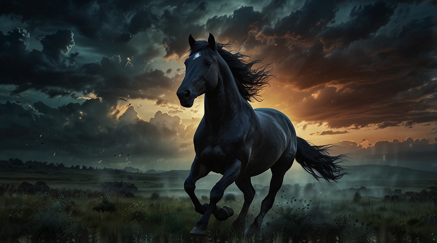 A Black Horses Running