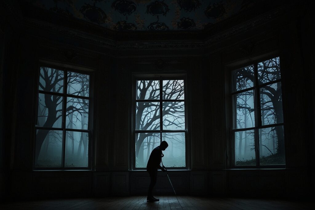 a man in the dark room think about the dream he met
